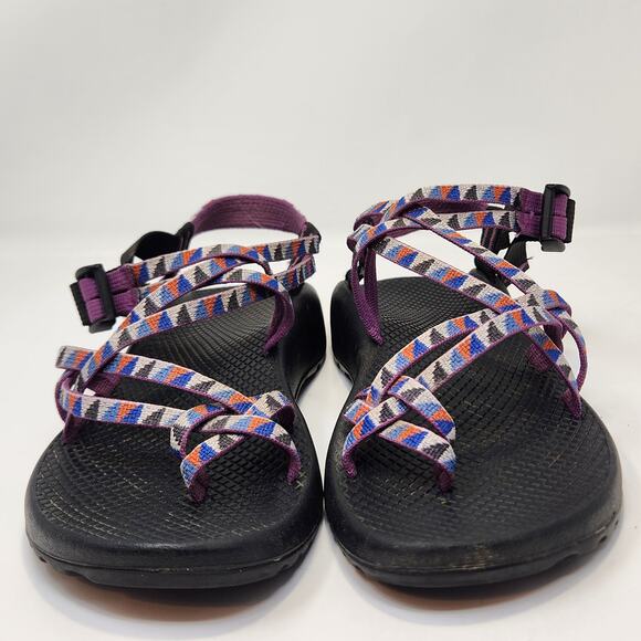 Chaco ZX2 Cloud Purple Geometric Print Sandal Women Size 9 Double Strap Toe Loop - Picture 3 of 9